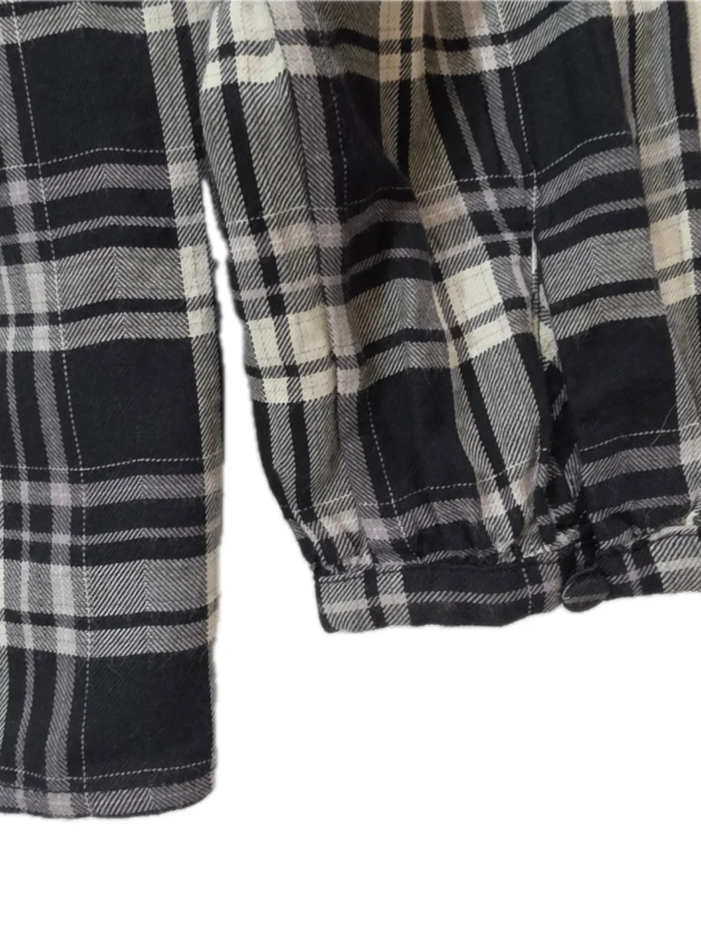 J.CREW Blouse Womens S‎ Black Tartan Plaid Mock Neck Long Sleeve Button Ruffle